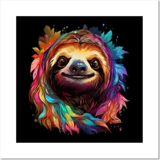 Sloth Rainbow Posters and Art